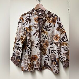 ALFRED DUNNER STUNNER Cotton Reversible Open Jacket Leopard Brown Monstera 14